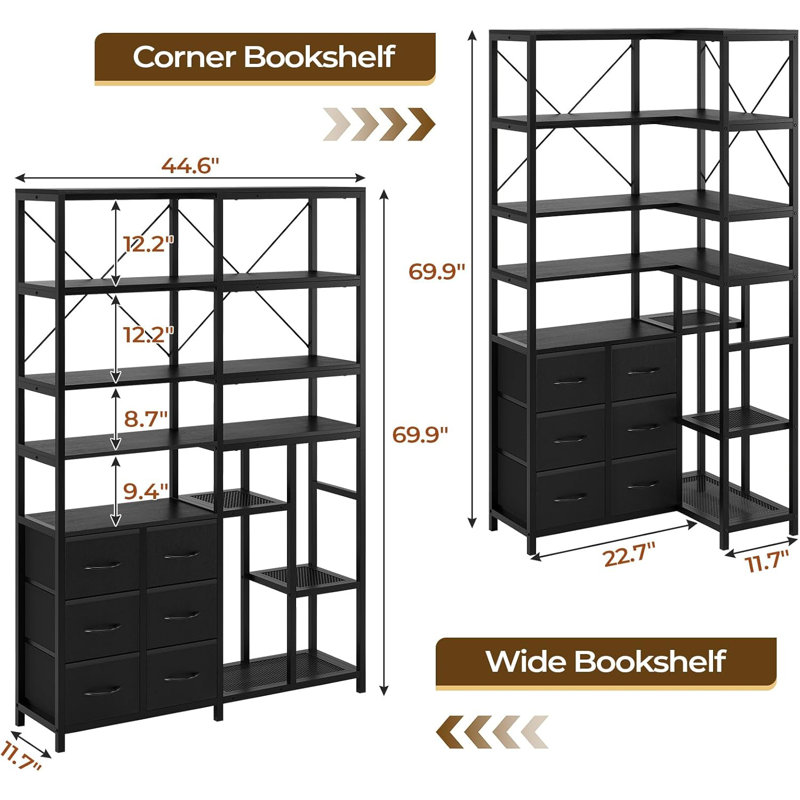 Bookcase With Six Drawers, Black