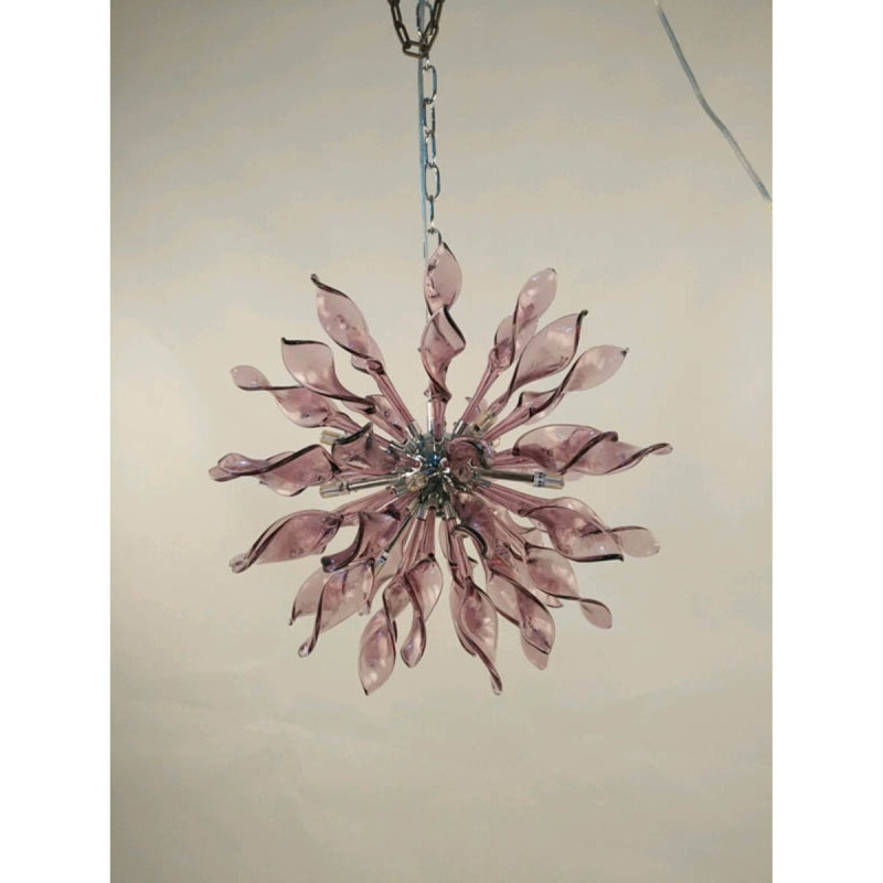 Lustre sphère Spoutnik Apollo Iris Kamiyla, H 18 po x l 18 po x P 18 po, Mauve, Chrome