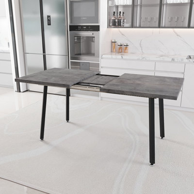 55,25 à 70,87 po, table de salle à manger moderne extensible en bois aggloméré pour 4 à 6 personnes, style industriel médiéval