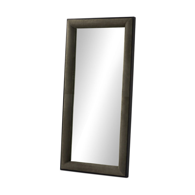 Velaz Rectangle Framed Freestanding Mirror, Nubuck Charcoal