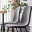 De 4 chaises de salle à manger modernes, lin gris foncé en coton, conception ergonomique, pieds réglables, confortable pour une utilisation à long terme, pieds arrondis de style Mid-Century, pieds en métal noir