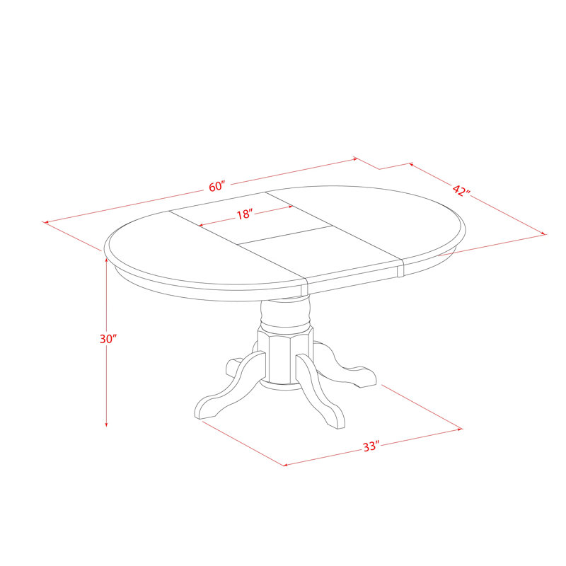 Avon Dining Table - an Oval Wooden Table Top with Butterfly Leaf & Pedestal Base, 42x60 Inch, Buttermilk & Cherry