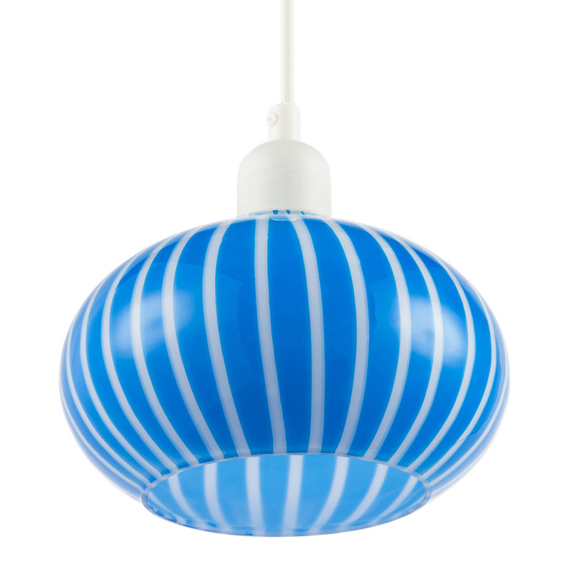 16 cm H Round Glass Lamp Shade ( Slip-On ), Blue
