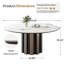 Table de salle à manger ronde de 150 cm (59 po) en pierre frittée blanche avec pied central, pouvant accueillir de 8 à 10 personnes-1793711130-1793711131