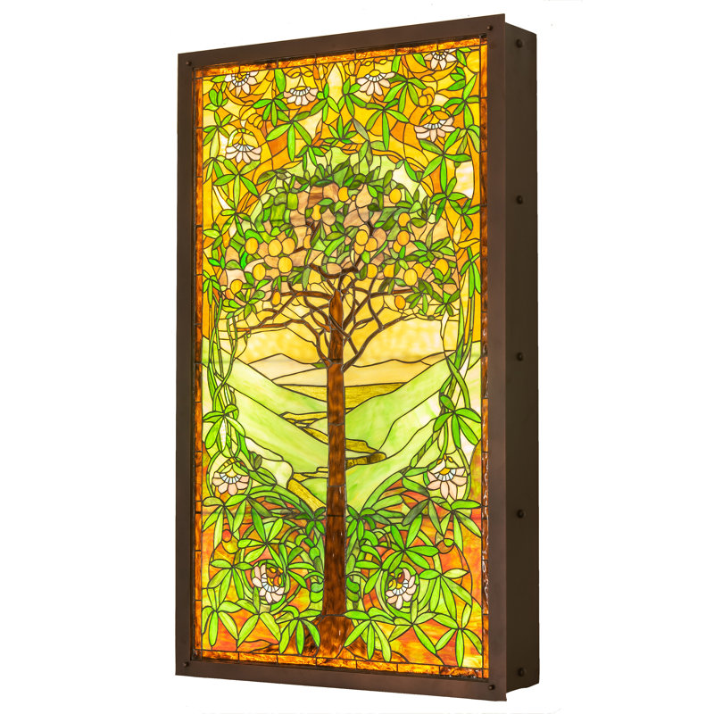 30"W Tiffany Tree of Life Stained Glass Lighted Window