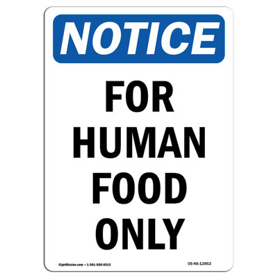 For Human Food Only Sign