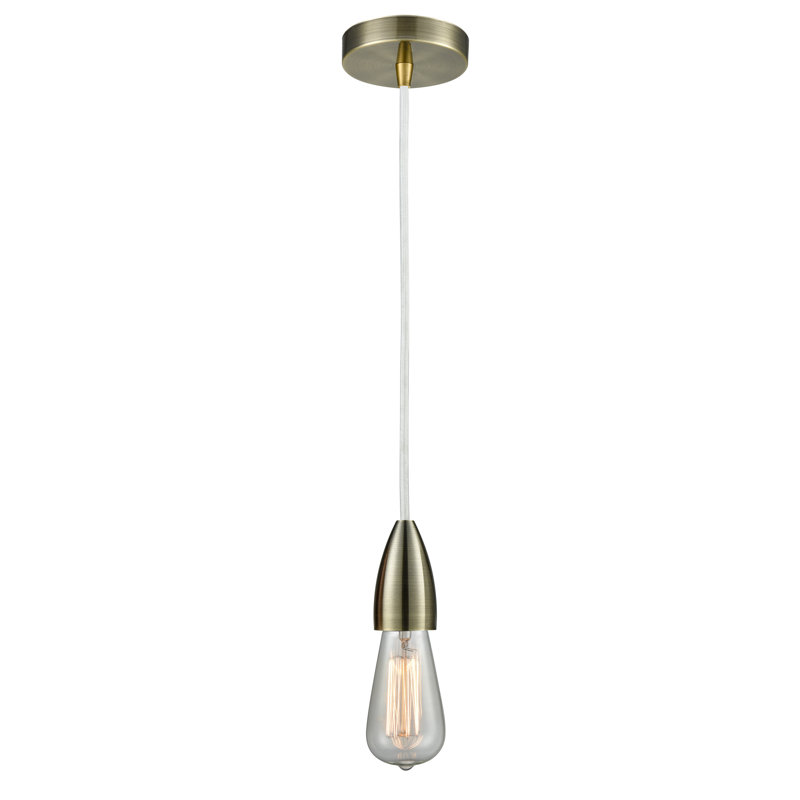 Luminaire suspendu à 1 lumière Cecile, Laiton antique / blanc