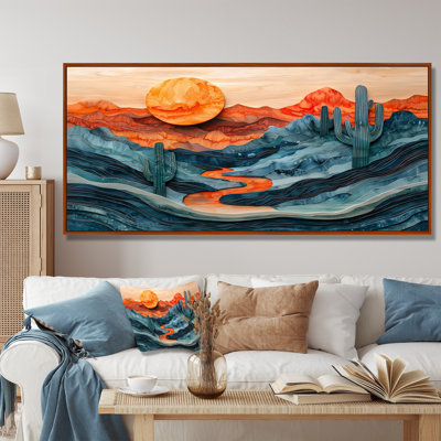 Giovana cactus désert sur un plateau en bois diapositive IV - désert, art mural