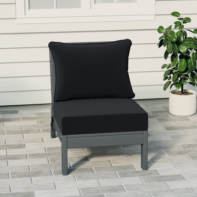 Deep Seating Armless Chair With Cushions, Black, Gray