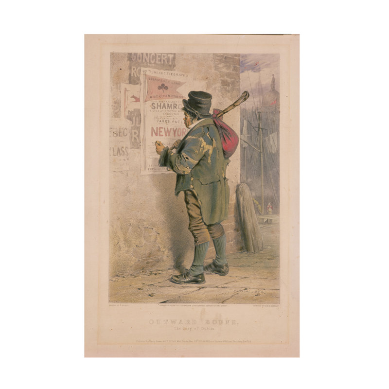 J Nicol Outward Bound, The Quay Of Dublin, gravé par T.H. Art sur toile Maguire, 1854, H 47 po x l 30 po