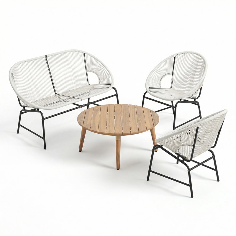 Ensemble de mobilier d'extérieur 4 pièces 4 pièces, White