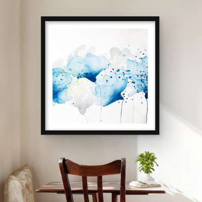 Aquarelle, peinture, éclaboussures de fleurs | Impression encadrée avec passe-partout