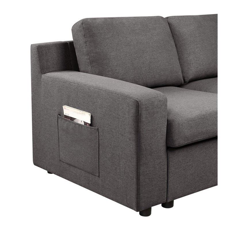 Canapé modulaire en U gris à 7 places Waylon, Orienté vers la gauche