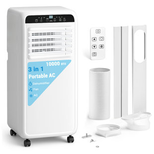 10000 Btu Portable Air Conditioner, Ac Unit 3-In-1 Fast Cooling With Fan & Dehumidifier, Covers 500 Sq.ft, Remote Control, 2-Speed, 24H Timer & Install Kit, Freestanding For Home, Office