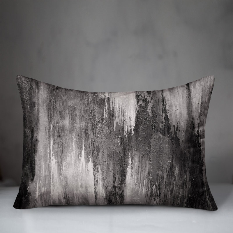 Abstract Outdoor Reversible Throw Pillow, Black