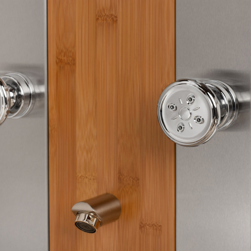 Bali 10-in Rain Showerhead ShowerSpa with 6-Body Jets Pivoting Shower Arm Handshower and Tub Spout Bamboo and Brushed Nickel