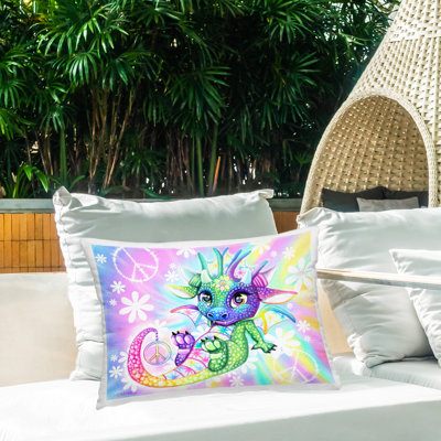 Groovy Symbol Dragon Outdoor Printed Pillow by Sheena Pike