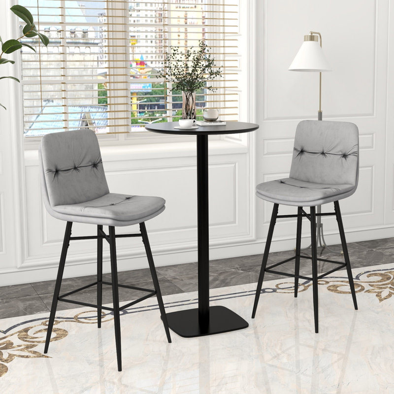 Tiffanie Bar Stool with Iron Frame, Grey