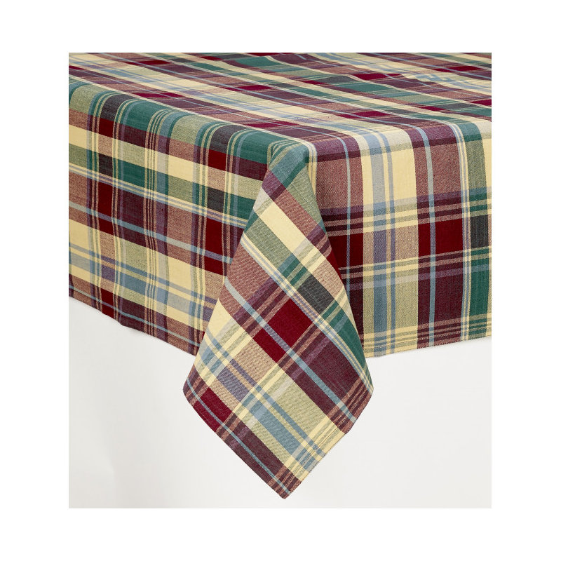 Manzella Plaid 100% Cotton Tablecloth, Rectangular 86" x 60"