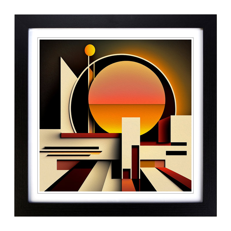 Art Deco Sunset Suprematism - Framed Print, Black