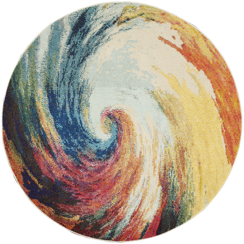 Velva Abstract Indoor Rug, Round 4'