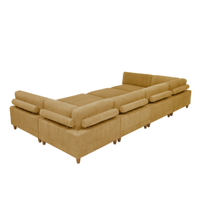 Corduroy Sectional, Yellow Corduroy