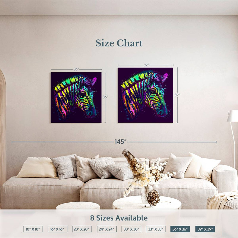 Brampt Neon Striped Zebra, 36" H x 36" W