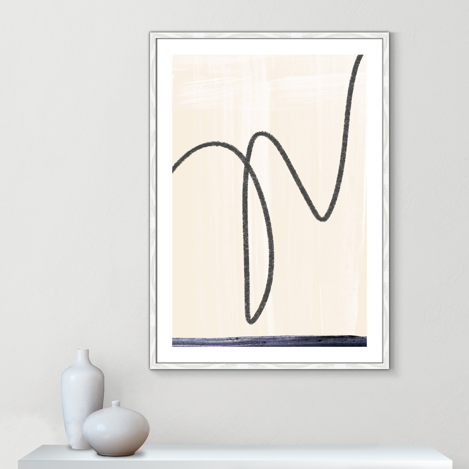 Tigerlily "Departured I" Painting, 41.5" H x 29.5" W x 0.75" D, White Framed Paper