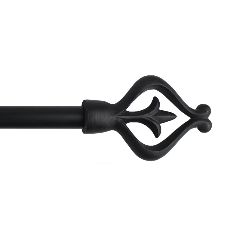 Souther Adjustable Single Curtain Rod, Black, 1" H x 84" W x 1" D