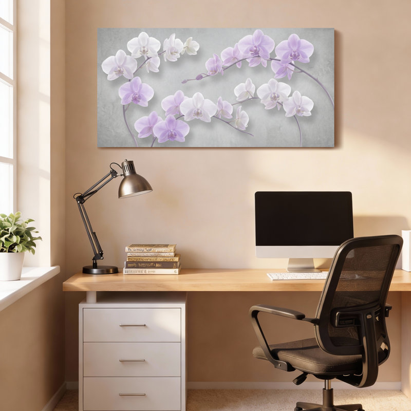 Ensemble de 1 tableau sur toile à motif floral d'orchidées, H 20 po x l 40 po