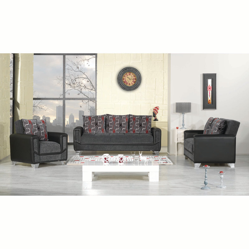 PrimeNest Daceyville Collection Upholstered Convertible Loveseat with Storage