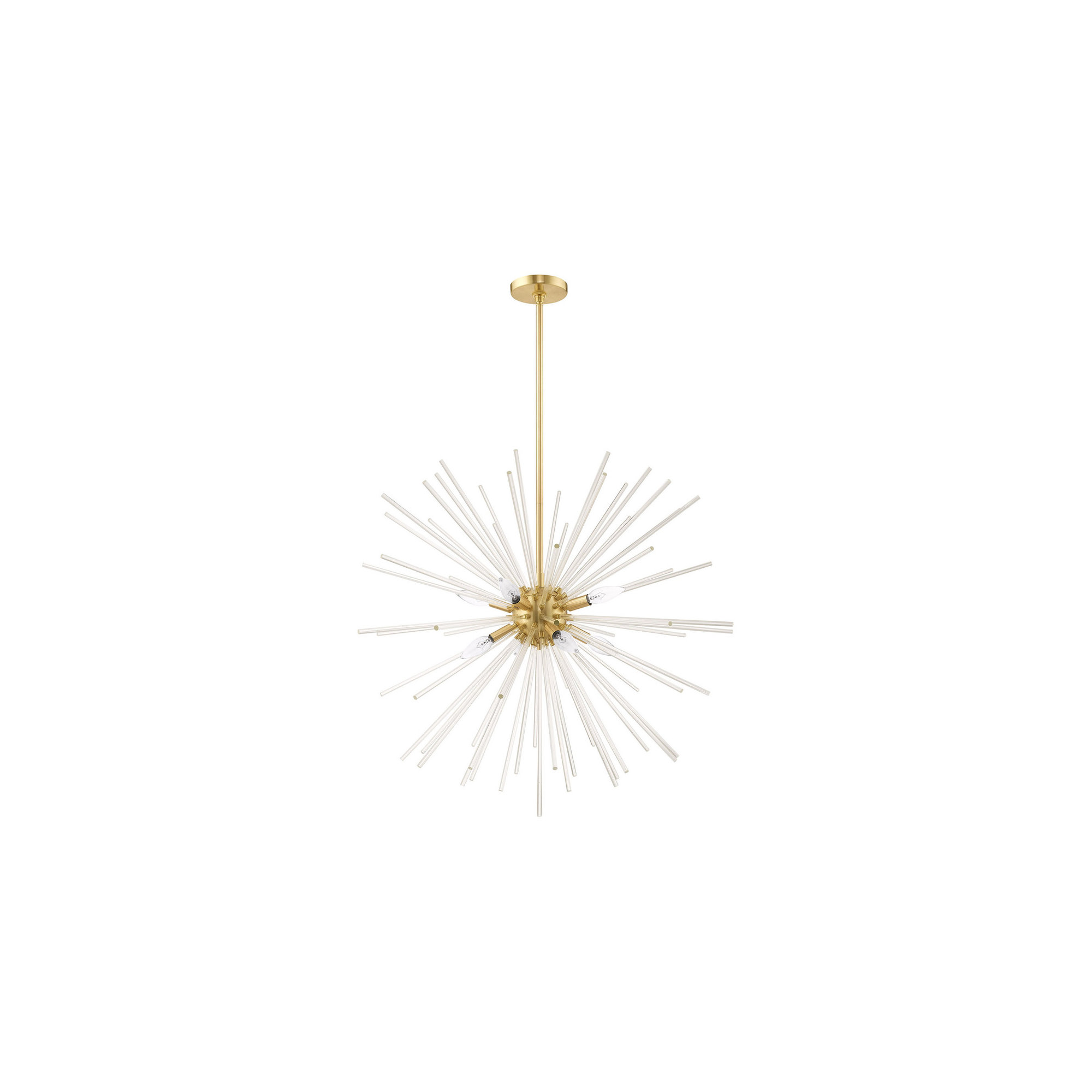 Ryzen 6 - Light Metal Dimmable Sphere Chandelier, Satin Brass, 13" H x 20" W x 19" D