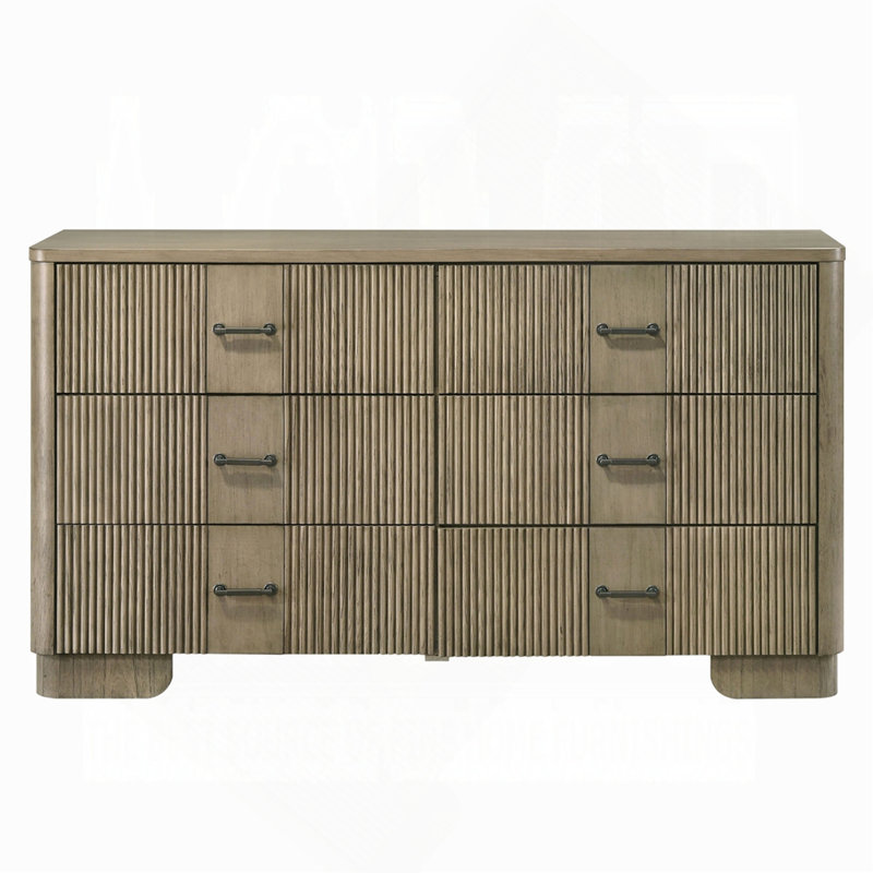 Commode de style transitionnel 1Pc avec 6 tiroirs de rangement