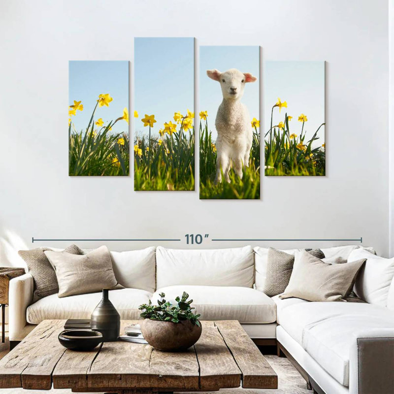 Mouflon dans la prairie, H 54 po x l 84 po