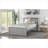 Bedroom Solid Wood Twin Size Platform Bed, Classic Gray Frame with Headboard and Footboard, No Box Spring Needed-963200752