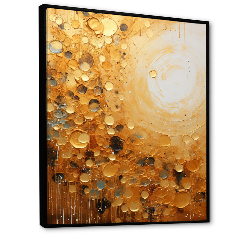 Or blanc, lueur dorée - collages abstraits, impressions d'art mural, Cadre flottant noir, H 40 po x l 30 po x P 1,5 po