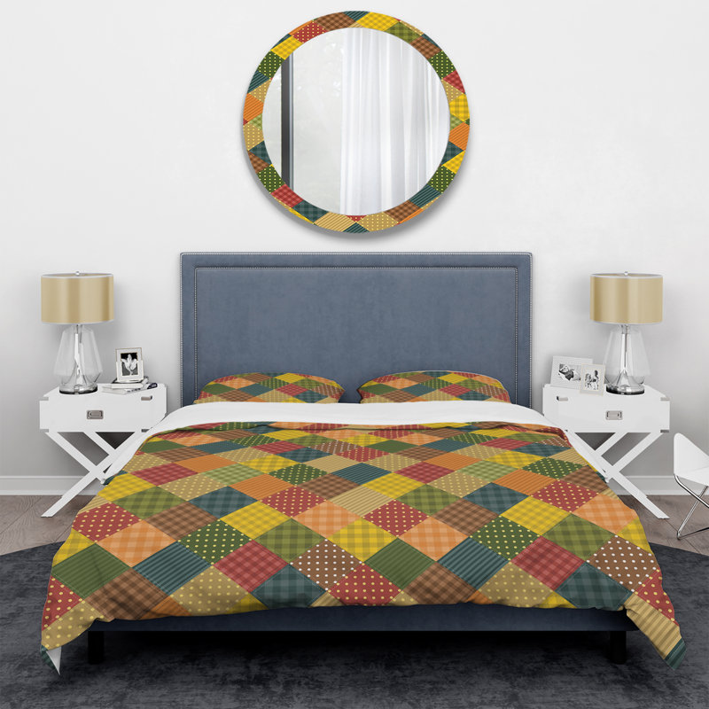 Multicolor Patchwork Pattern - Abstract Duvet Cover Set - Microfiber Polyester, Twin Duvet Cover + 1 Standard Sham