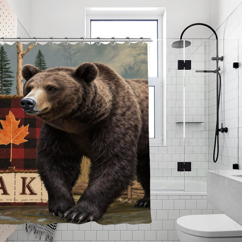 Rideaux de douche Rustic Bear & Plaid, 71 × 71