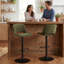 Swivel Adjustable Height Bar Stools, Faux Leather Upholstered Counter Stools, Modern Pub Stools-1873516382