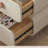 Bedside Table With Drawer, Wooden Bedside Table, White, Cabinet Rounded Corners, Gray Cabinet Legs