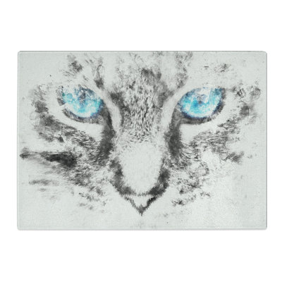 Tempered Glass Bright Blue Cat Eyes Chopping Board
