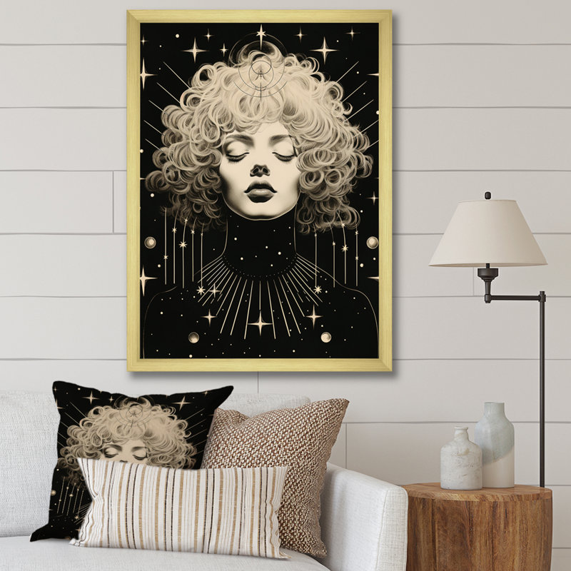 Spiritual insight IV - Astrology, reproduction sur toile, Encadrement doré, H 32 po x l 16 po x P 1 po