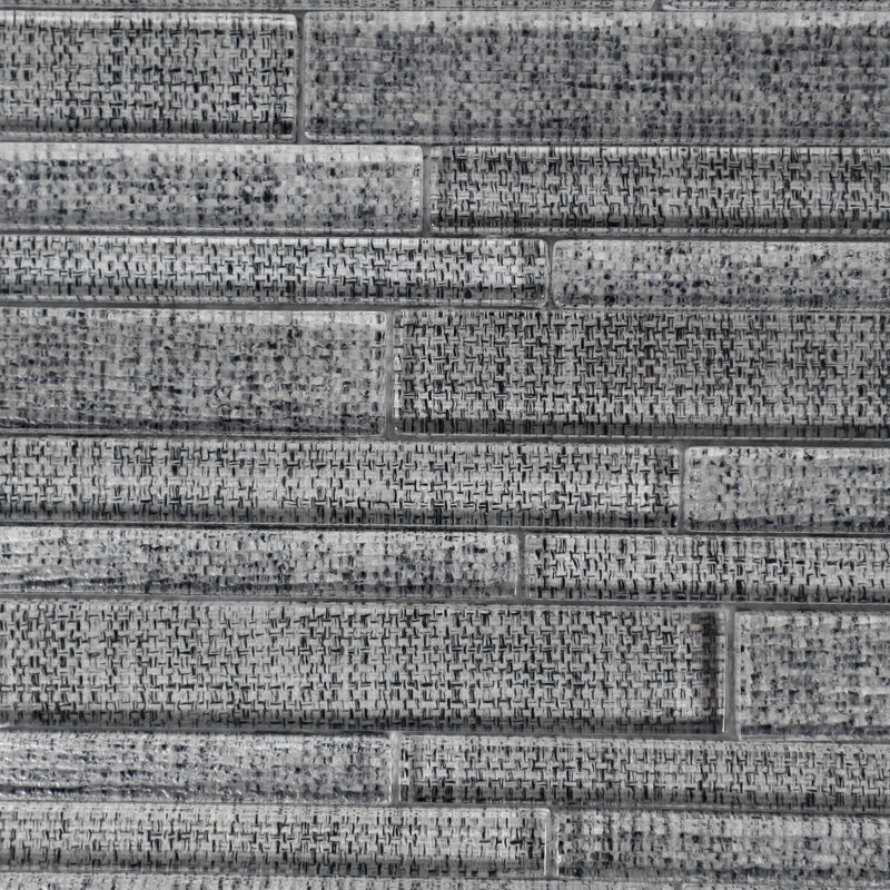 Flen 12" x 12" Glass Linear Tile, Gray