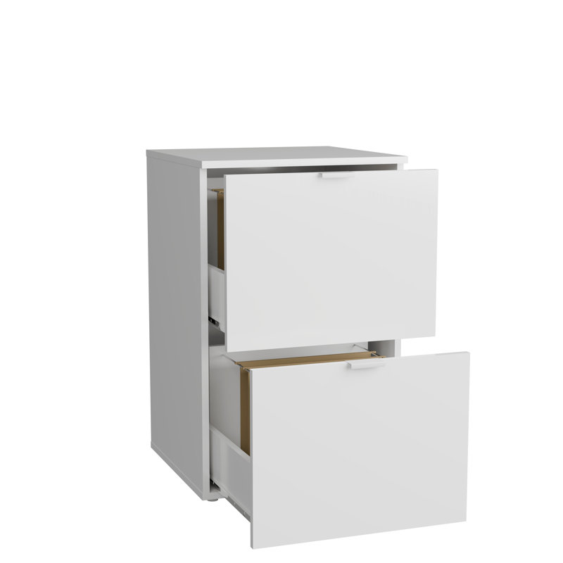 Dallas Modern 2-Drawer Nightstand/Small Desk - Versatile Storage - W17.8" - White