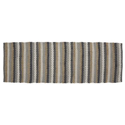 Tapis de couloir rayé en coton 2 pi x 6 pi gris / brun / beige Jatarius