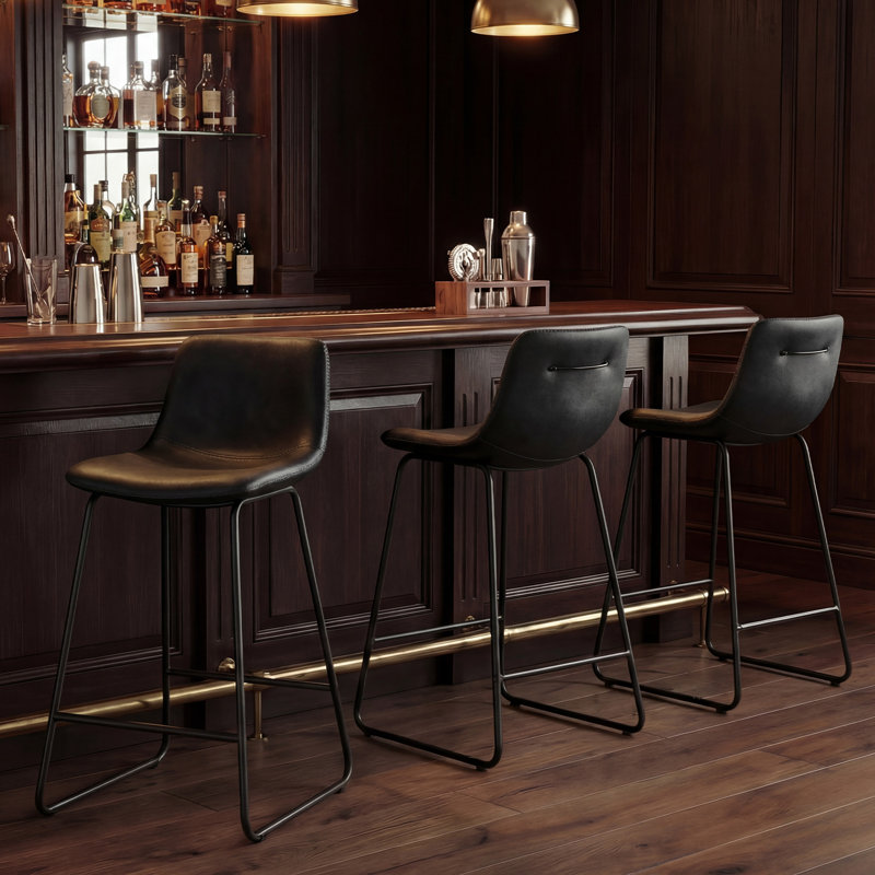 Tabouret de comptoir moderne en similicuir avec repose-pieds à dossier bas, Tabouret de comptoir (siège d'une hauteur de 30 p
