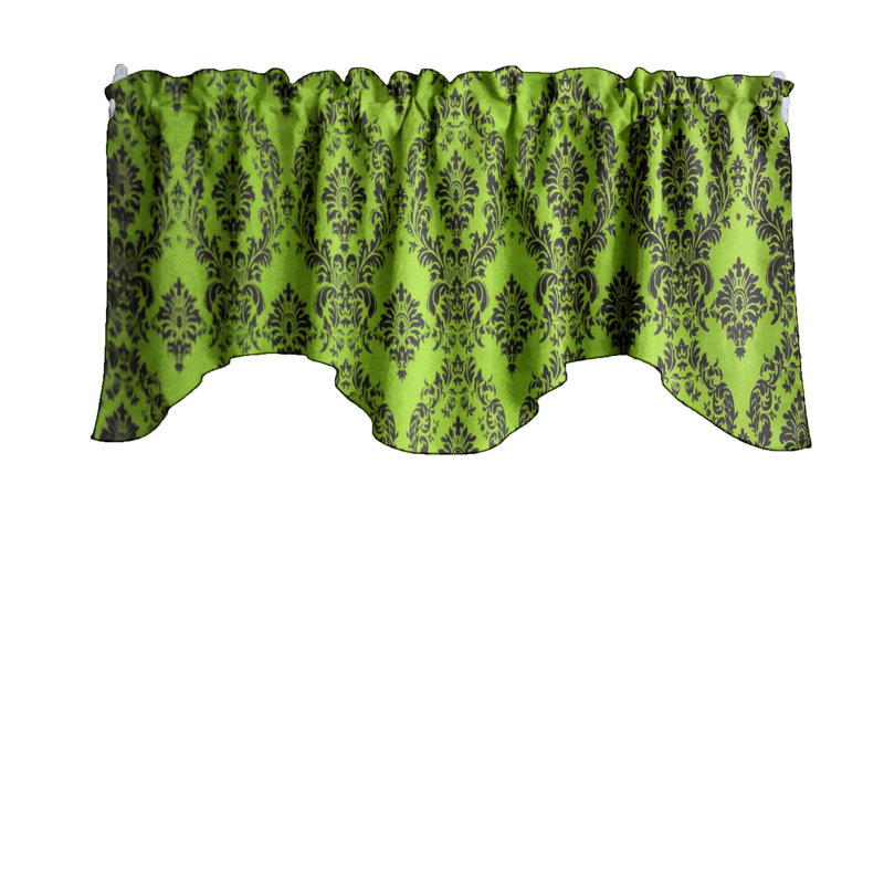 Cantonnière damassée festonnée, Noir / vert lime