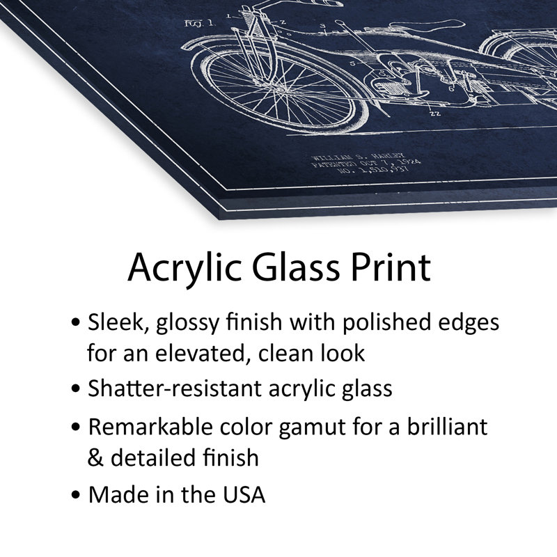 «Harley-Davidson» anthracite, brevet imprimé sur verre acrylique, Bleu marine