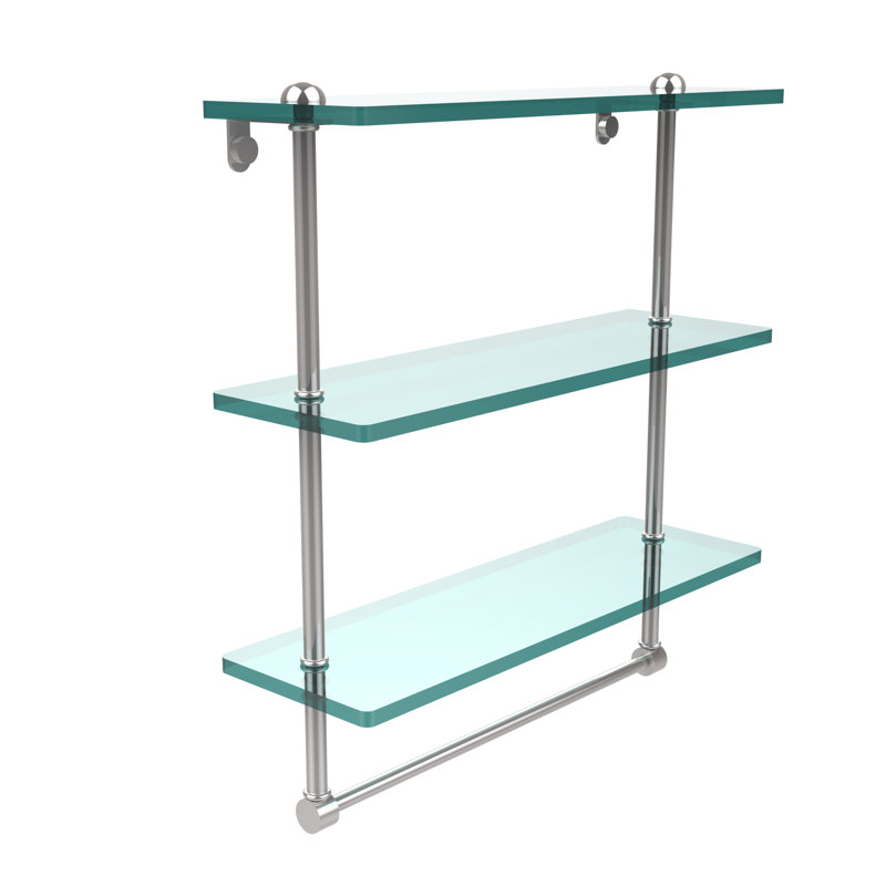 Gober 3 Piece Tiered Shelf with Towel Bar, 16", Polished Chrome