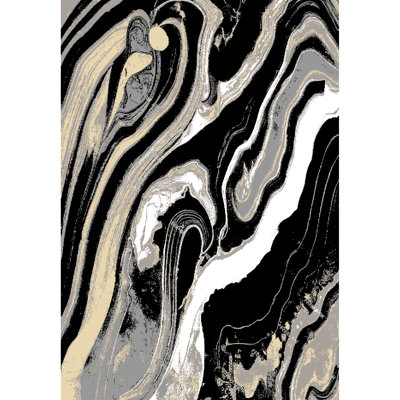 Galaxy Series Abrstract Black/Gray/Ivory/Beige Area Rug